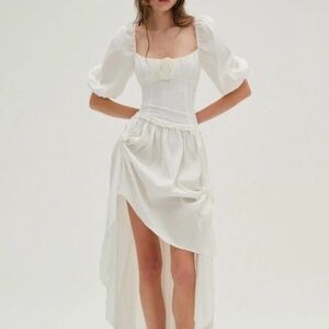 For Love & Lemons Whipped Cream Taffeta Maxi Dress - Large